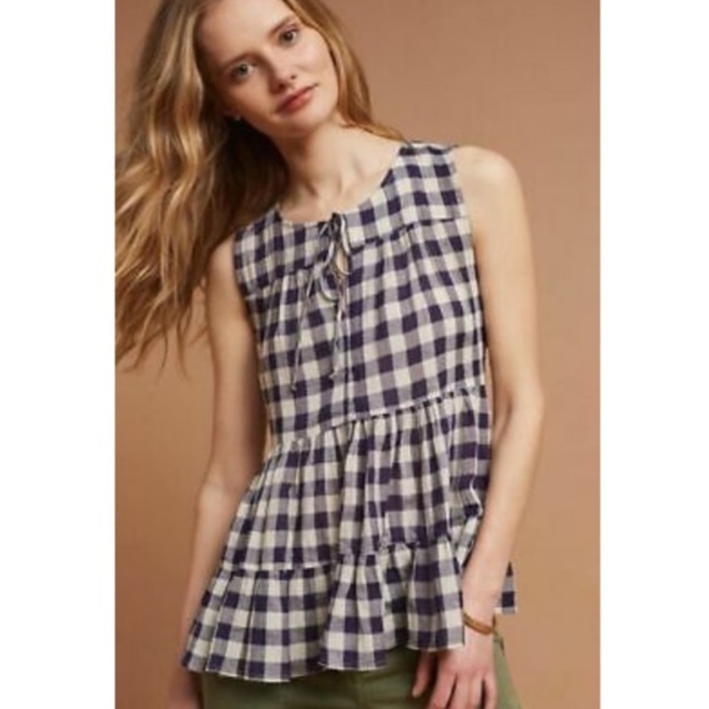 NWT Anthropologie 11-1-TYLHO Skirted Gingham Tank in Size Medium